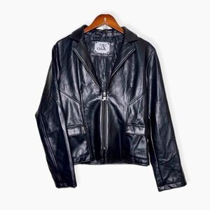 Armani Collezioni Black Leather Jacket